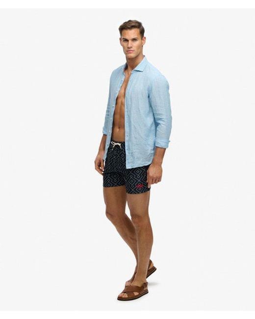 Superdry Blue & Co Premium Printed 15-inch Swim Shorts for men