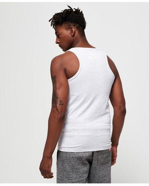 Superdry White Super Seven Mid Weight Vest Top Ice Marl for men