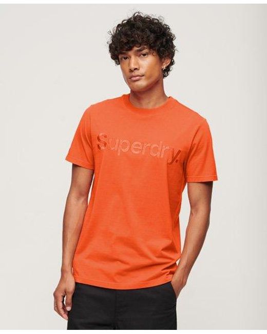 Superdry Orange Tonal Embroidered Logo T-shirt for men