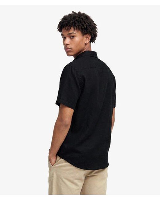 Superdry Black & Co Riviera Short Sleeve Linen Shirt for men