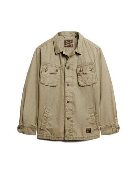 Superdry Green Cotton Fully Lined Military Overshirt Jacket for men
