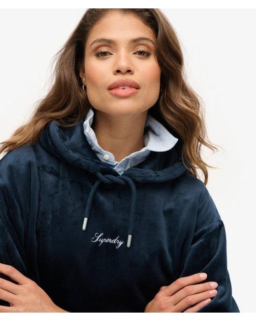 Superdry Blue & Co Country Club Velour Loose Hoodie