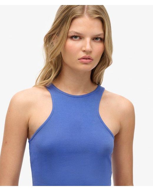 Superdry Blue & Co Studios Jersey Racer Tank Top