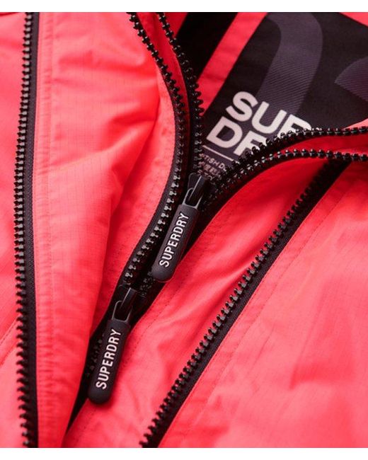 Superdry Pink & Co Fully Lined Embroidered Logo Hooded Mountain Windbreaker Jacket
