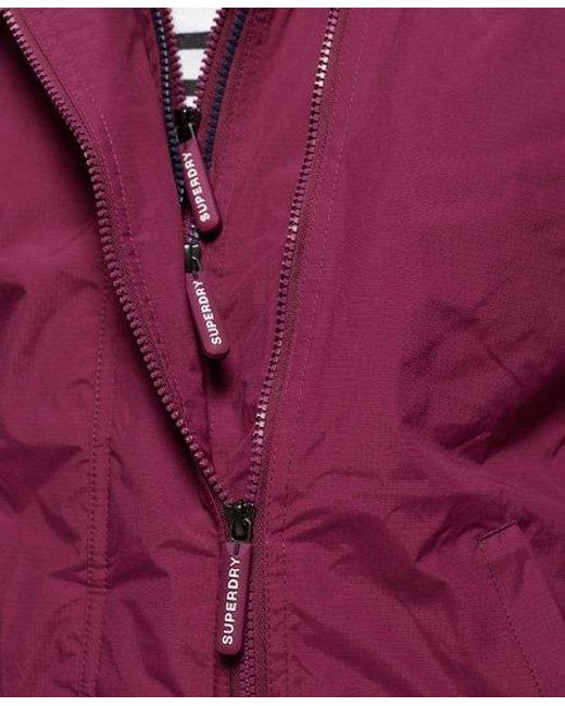 Superdry Red Pop Zip Hooded Arctic Sd-Windcheater Jacket Ruby/Nautical