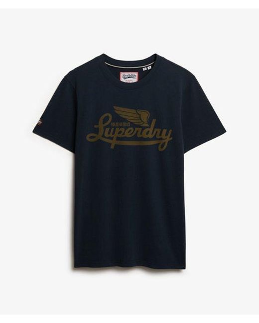 Superdry Blue Heritage Brand Relaxed T-Shirt for men