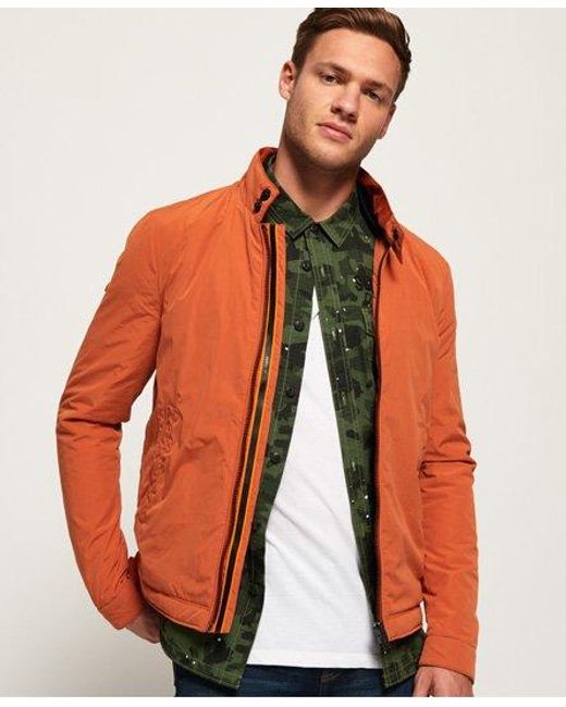 Superdry Orange Premium Casual Harrington Jacket for men