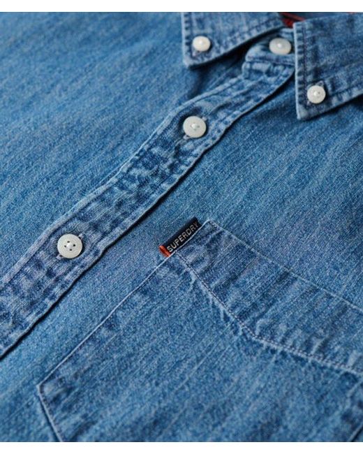 Superdry Blue & Co Essential Long Sleeve Denim Shirt for men