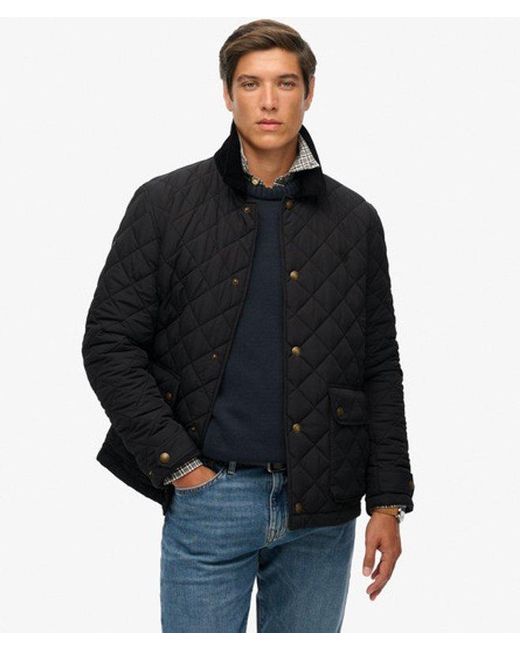 Superdry Black Quilted Estate Coach Jacket for men