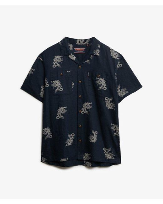 Superdry Blue Short Sleeve Beach Shirt - Size: L for men