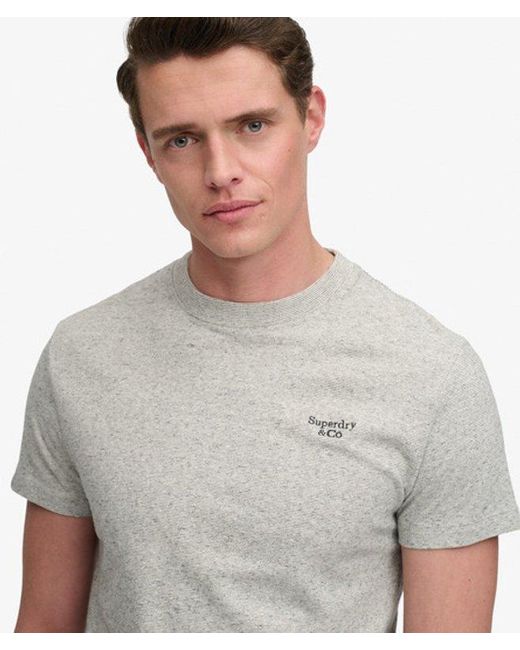 Superdry Gray & Co Essential Serif Logo Embroidered T-shirt for men