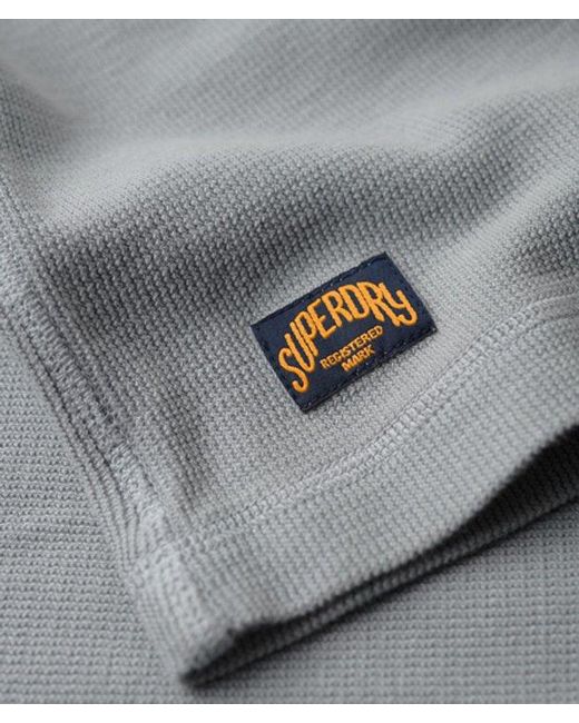 Superdry Gray & Co Waffle Long Sleeve Half Button Top for men