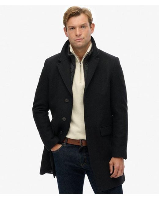 Homme Manteau Ville 2 En 1 Ajusté Taille Superdry pour homme en coloris Black