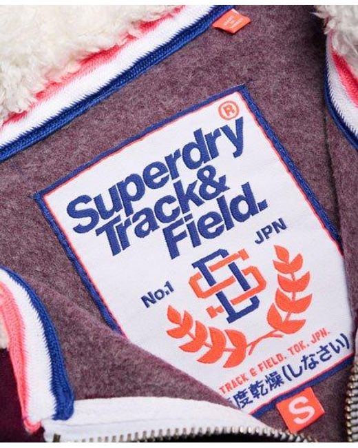 Superdry Purple Tracker & Field Borg Zip Hoodie Fig