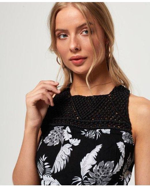 Superdry White Alivia Knot Maxi Dress Mono Foliage