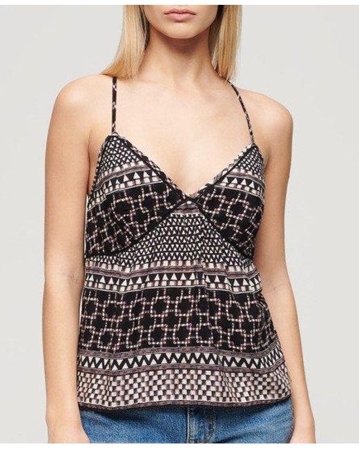 Superdry Blue Printed Woven Cami Top