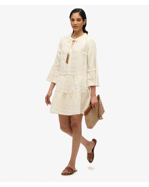Superdry Natural & Co Ibiza Long Sleeve Tiered Mini Dress