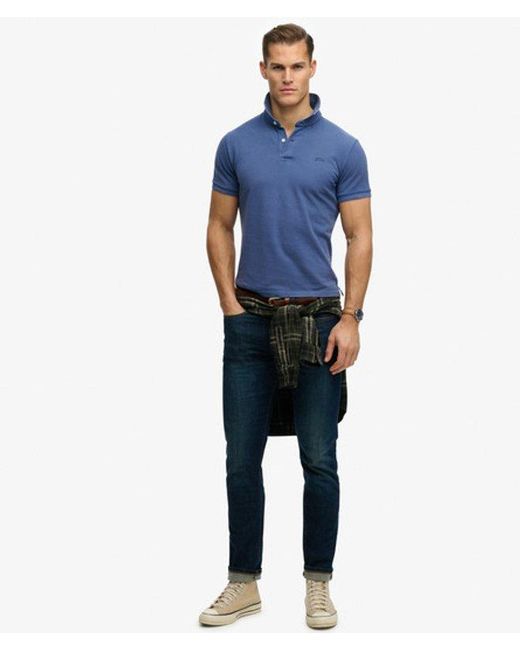 Superdry Blue Classic Pique Polo Shirt for men