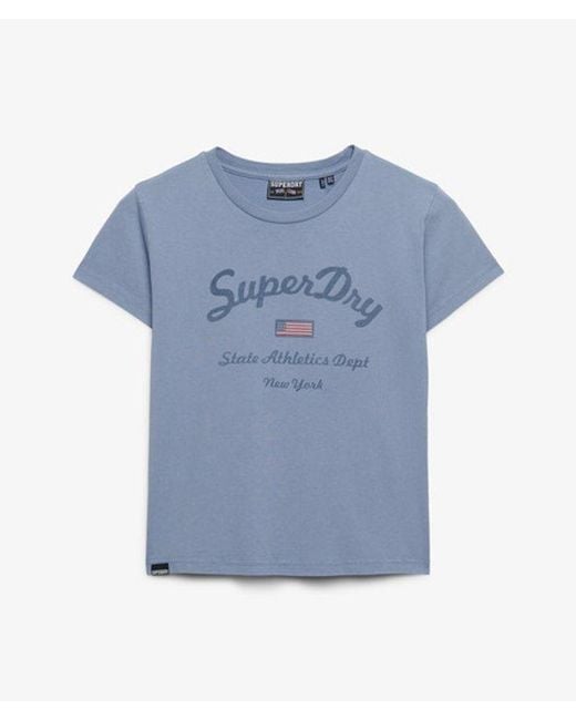 Superdry Blue Athletic Essentials Fitted Graphic T-shirt