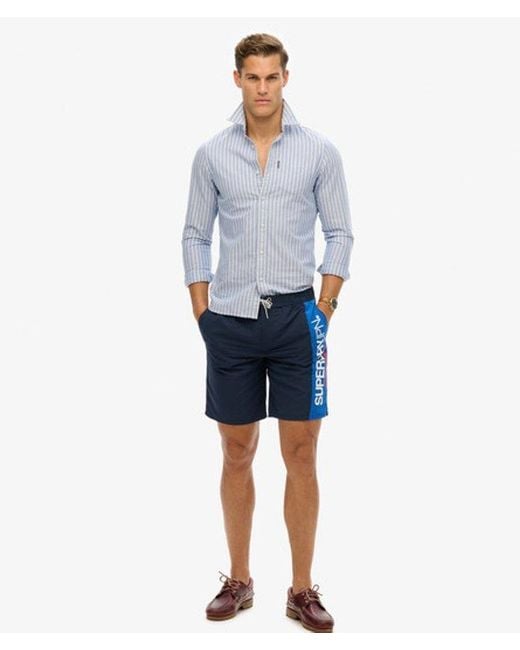 Superdry Blue & Co Sportswear Logo 19 Inch Recycled Boardshorts for men