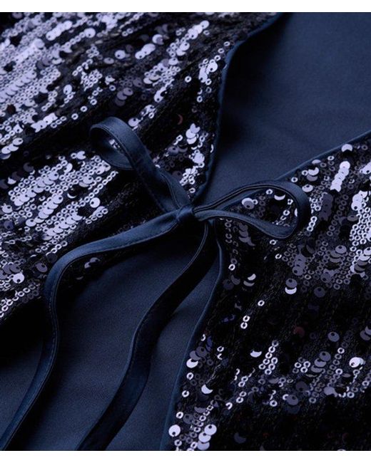 Superdry Blue & Co Slim Fit Long Sleeve Sequin Wrap Maxi Dress