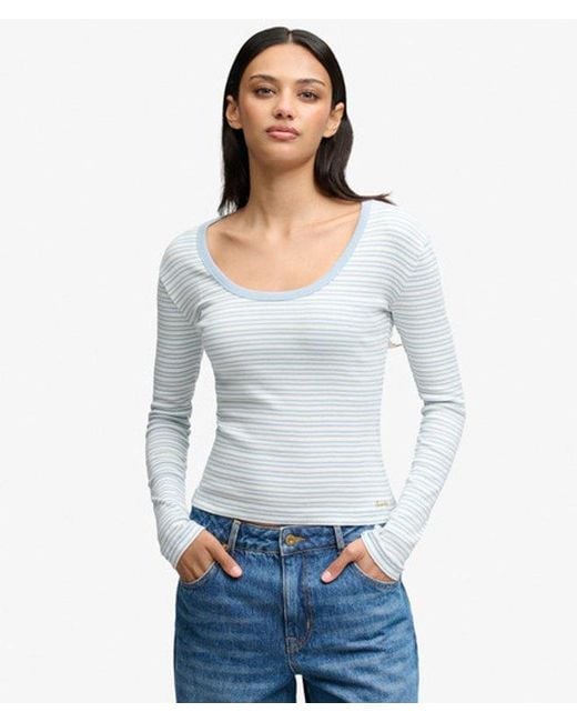 Superdry White & Co Athletic Essentials Striped Long Sleeve Top