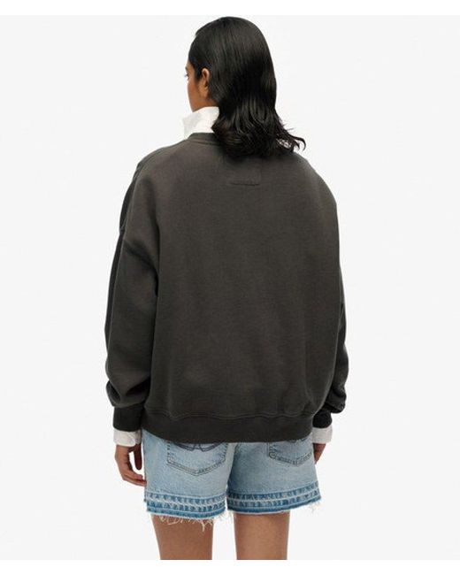Superdry Black & Co Athletic Essentials Tonal Applique Crew Sweatshirt
