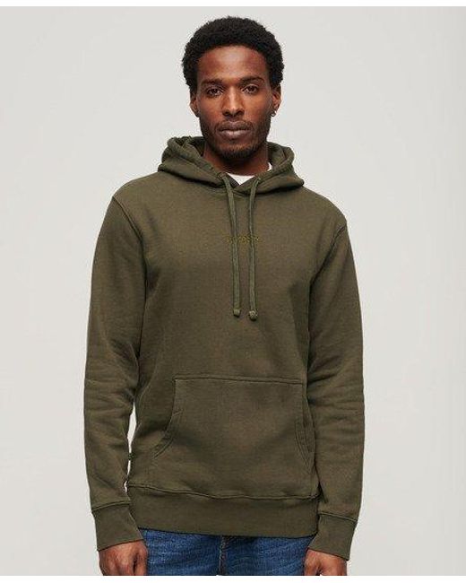 Superdry Green Micro Logo Graphic Loose Hoodie for men