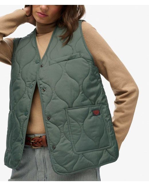 Superdry Green Quilted Lite Liner Gilet