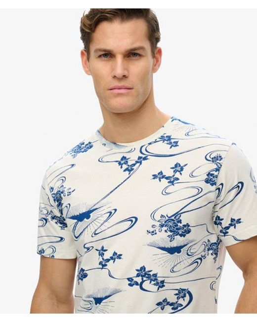 Superdry Blue & Co Classic Essential Printed T-shirt for men