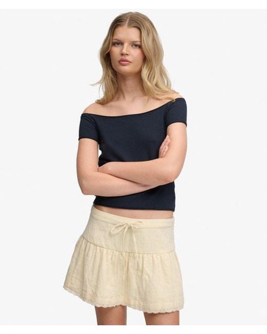 Superdry Blue & Co Broderie Trim Mini Skirt
