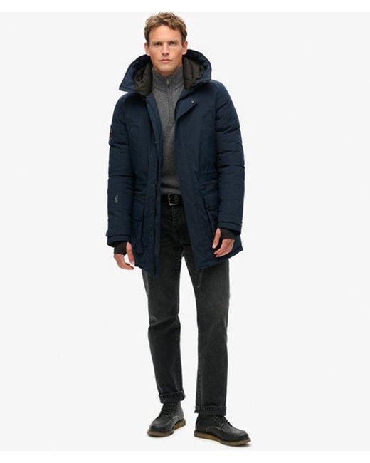 Superdry Blue City Padded Parka Coat for men