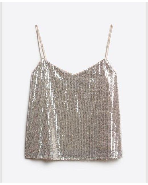 Superdry Natural Fully Lined Sequin Cami Vest Top