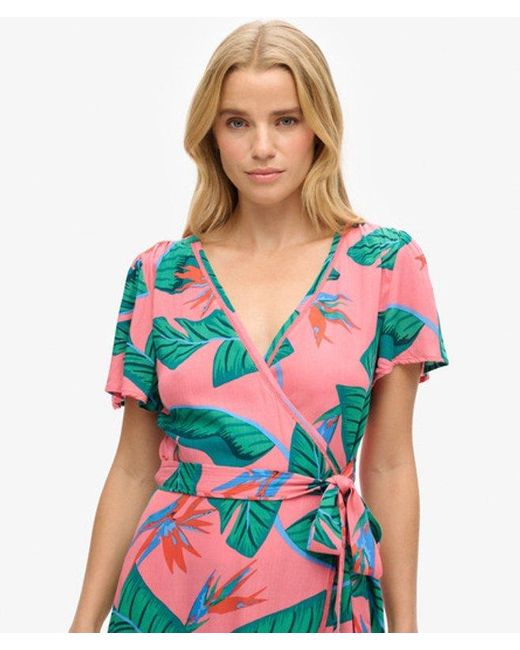 Superdry White & Co Printed Mini Wrap Dress