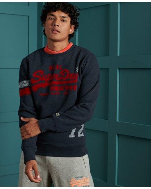 Superdry Vintage Logo Varsity Sweatshirt in Navy (Green) for Men - Lyst