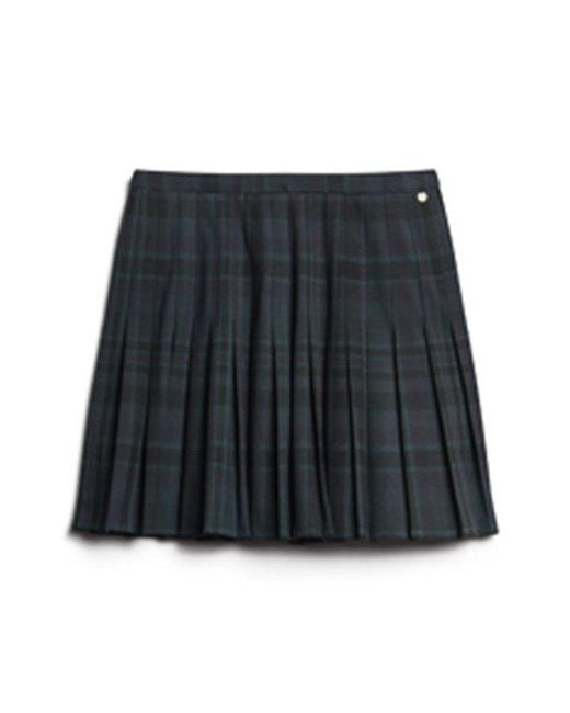 Superdry Black & Co Check Pleated Mini Skirt