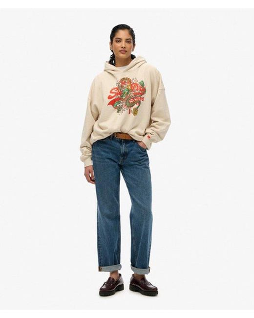 Superdry Natural Tokyo Vintage Logo Relaxed Hoodie