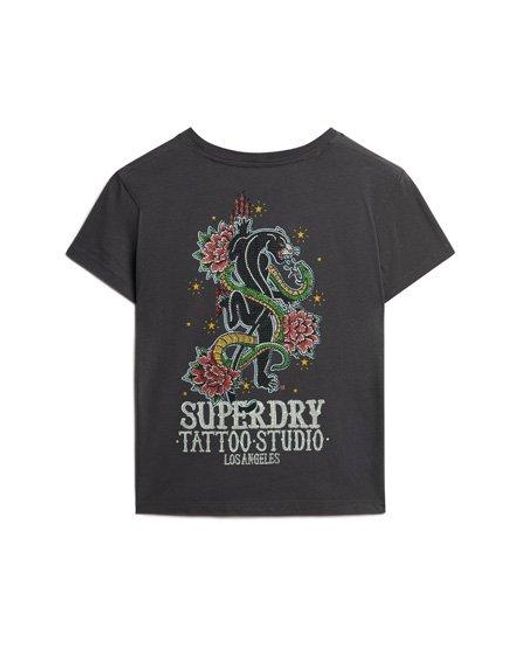 Superdry Gray Tattoo Rhinestone T-shirt
