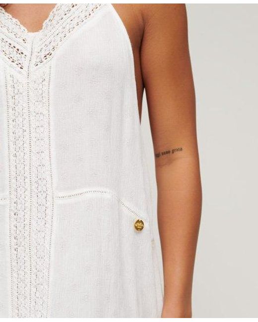Superdry White Lace Trim Maxi Dress