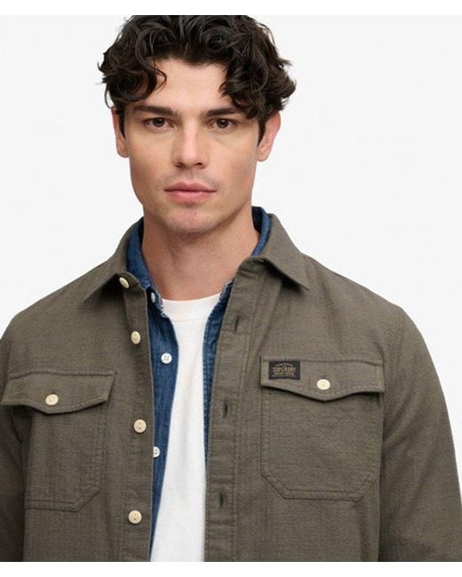 Superdry Gray Herringbone Workwear Shirt for men