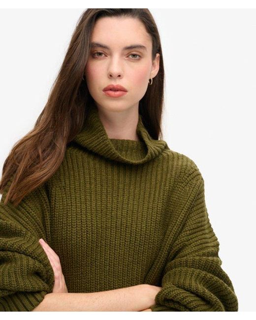 Superdry Green & Co Chunky Rib Knit Jumper Dress