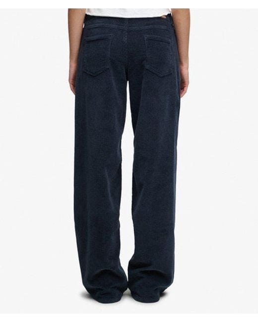 Superdry Blue Mid Rise Baggy Jumbo Cord Pants Size: 28/30