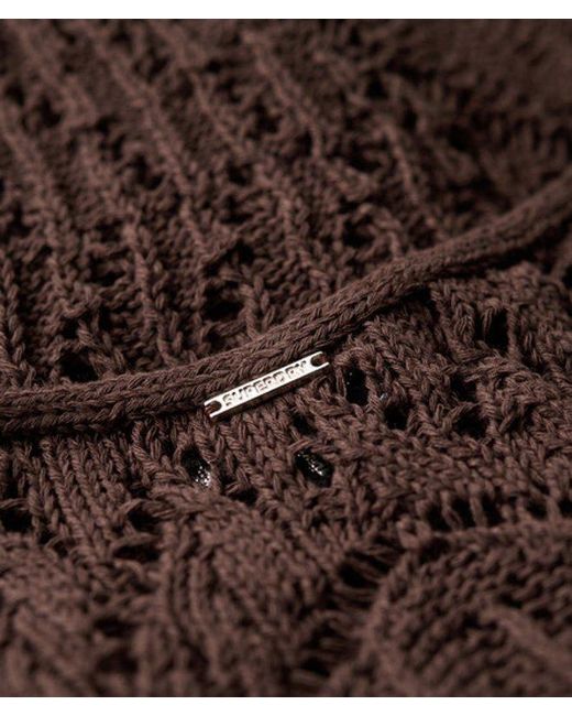 Superdry Brown & Co Cotton Crochet Halter Maxi Dress