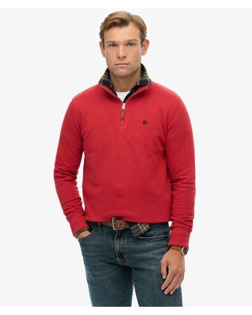 Superdry Red & Co Preppy Half Zip Jumper for men