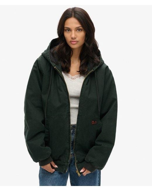 Superdry Green Oversized Surplus Hooded Bomber Jacket