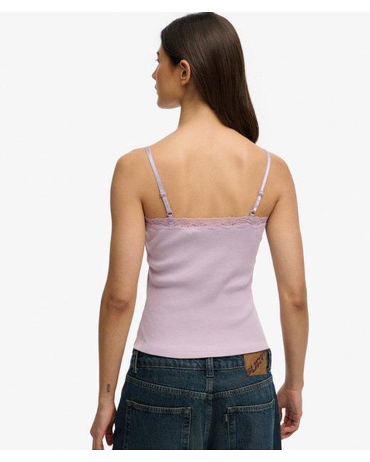 Superdry Purple & Co Essential Lace Trim Cami Top