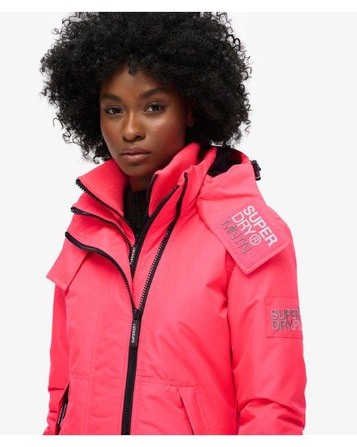 Superdry Pink & Co Fully Lined Embroidered Logo Hooded Mountain Windbreaker Jacket