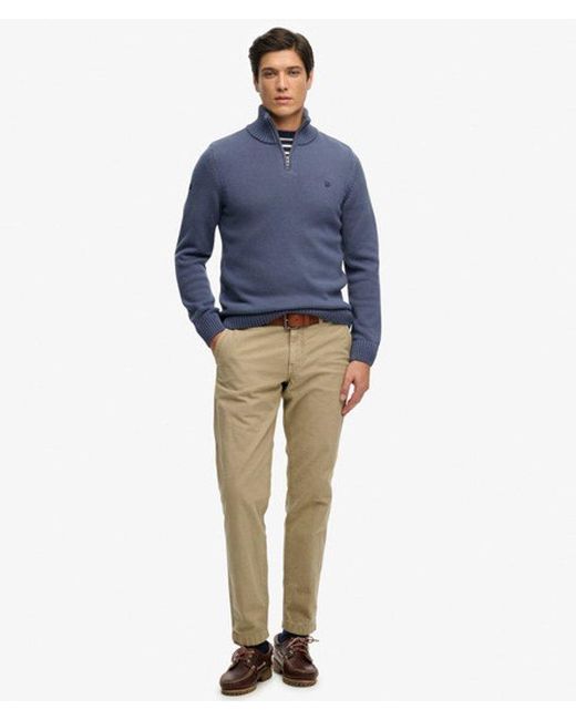 Superdry Blue & Co Cotton Half Zip Knit Jumper for men