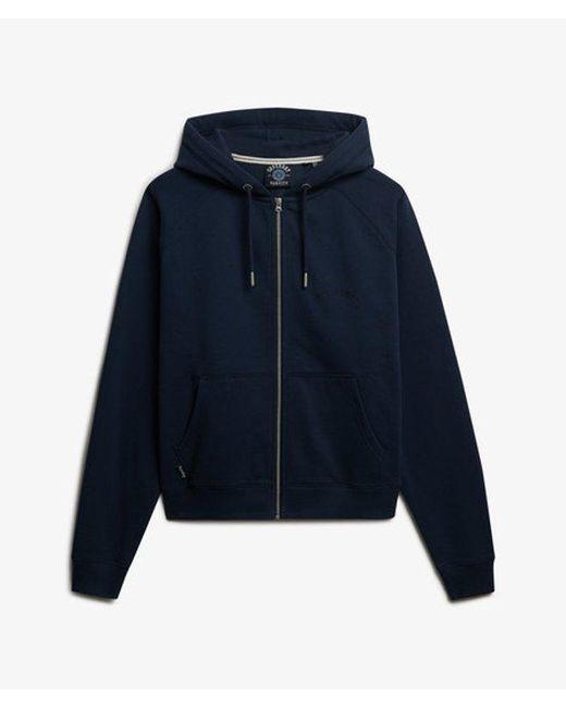 Superdry Blue Essential Logo Raglan Zip Hoodie