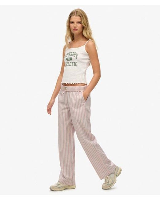 Superdry Pink & Co Organic Cotton Stripe Elasticated Trousers